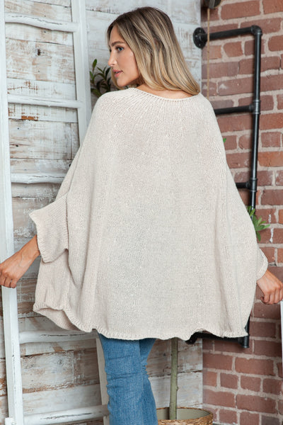 Round Neck Batwing Sleeve Sweater