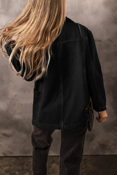 Pocketed Long Sleeve Denim Jacket